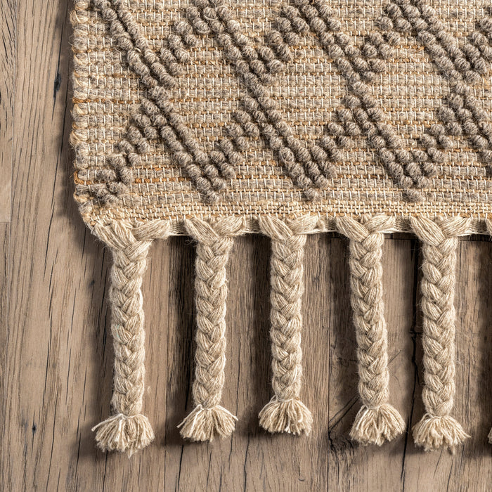 Wool Area Rug Natural Textured Design 160x230 cm