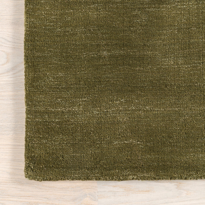 Wool Blend Rug in Verdant Green with Unique Speckles