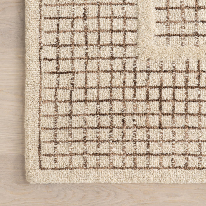 Wool Checked Rug 150x230 cm in Ivory Color