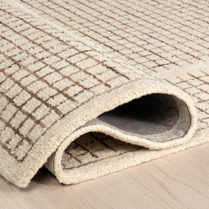 Wool Checked Rug 150x230 cm in Ivory Color