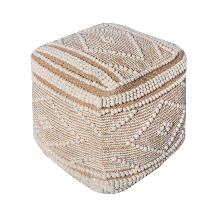 Wool Cotton Hand Woven Pouf for Indoor Outdoor Use