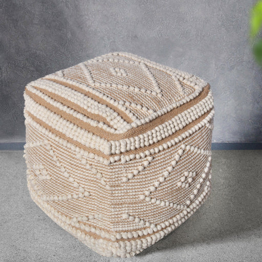 Wool Cotton Hand Woven Pouf for Indoor Outdoor Use