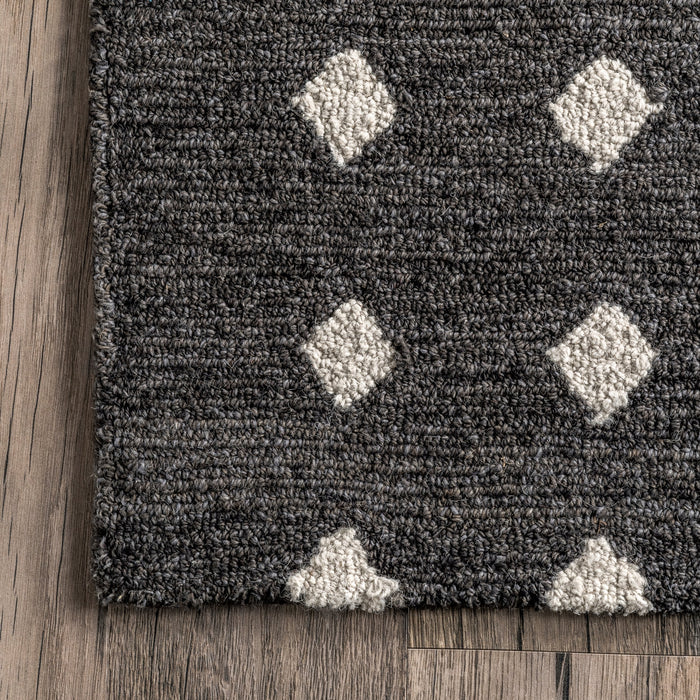 Wool Diamond Area Rug 160 X 230 cm Black