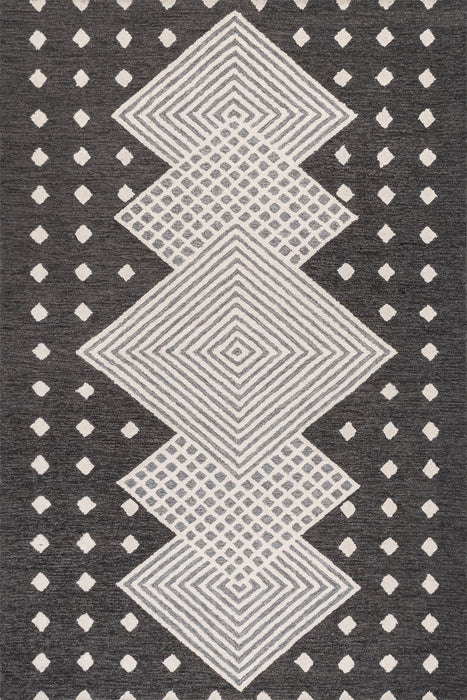 Wool Diamond Area Rug 160 X 230 cm Black