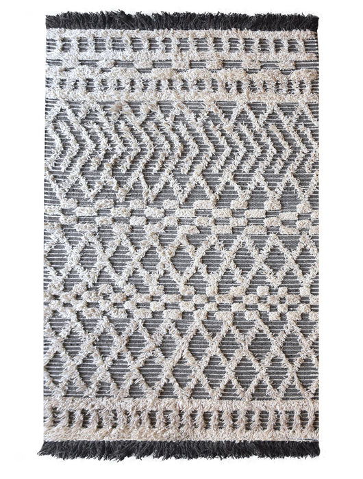 Wool Geometric Area Rug Hand Woven For Home Comfort