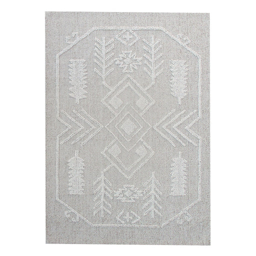 Wool Hand Woven Area Rug in Blue and Beige Tones