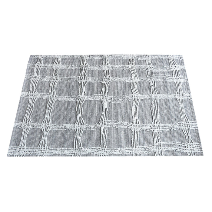 Wool Hand Woven Medzev Rug Durable Ivory Grey Design