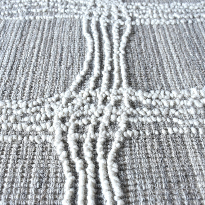 Wool Hand Woven Medzev Rug Durable Ivory Grey Design