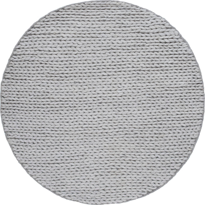 Wool Knit Rug in Light Grey for Cozy Home Decor