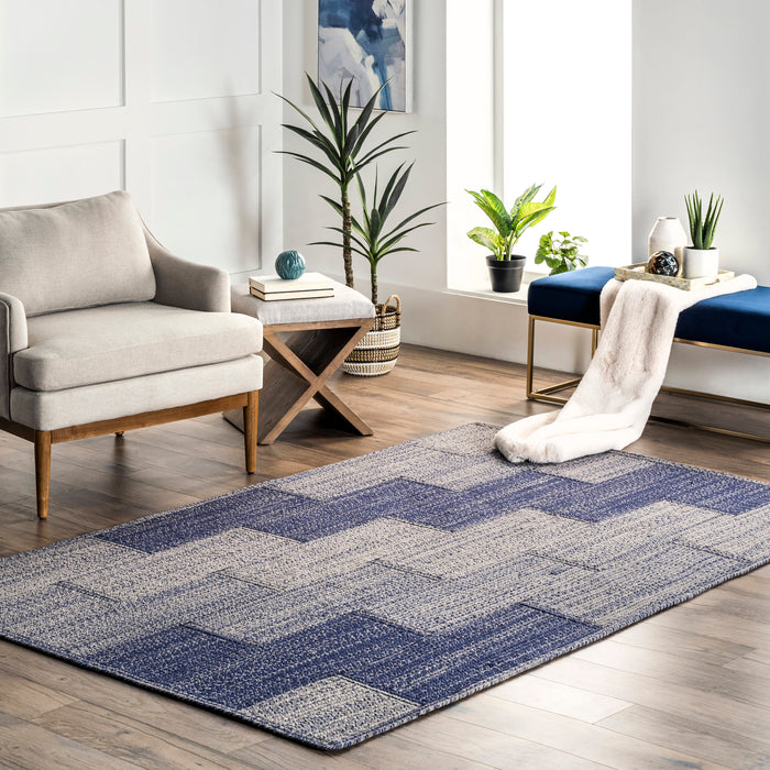 Wool-Ladder Area Rug Blue 120cm x 180cm