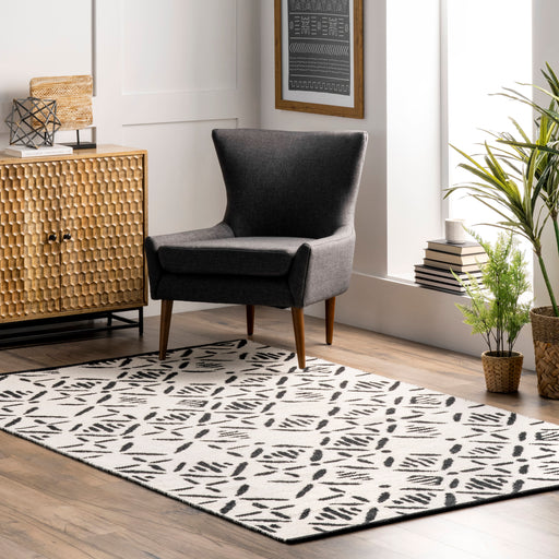 Wool Lattice Area Rug 160x230 cm Ivory