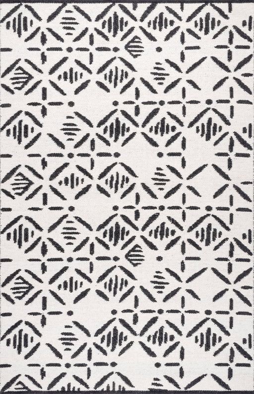 Wool Lattice Area Rug 160x230 cm Ivory