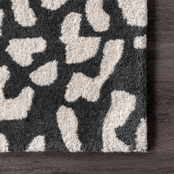 Wool Leopard Area Rug 120x180 cm Black