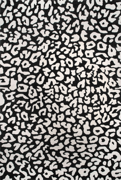 Wool Leopard Area Rug 120x180 cm Black