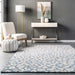 Wool Leopard Area Rug in Light Blue for Living Room