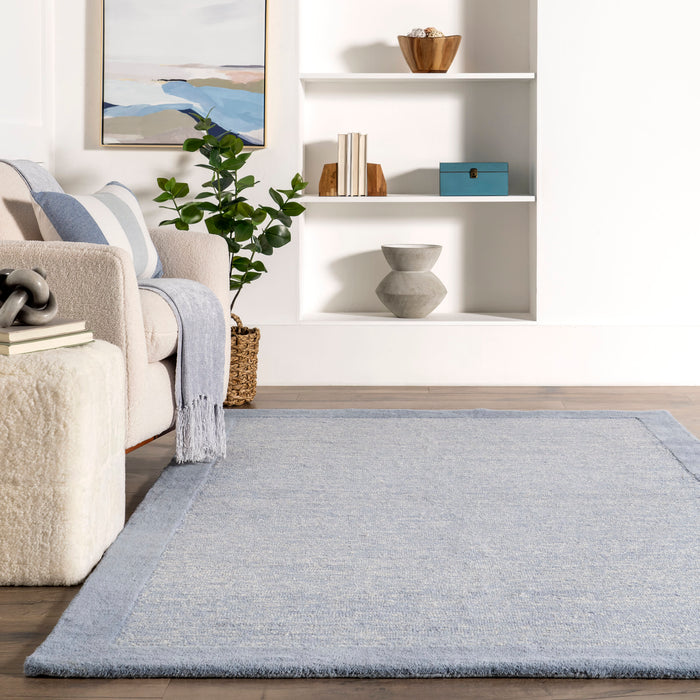 Wool Monochrome Area Rug in Blue 160 x 230 cm