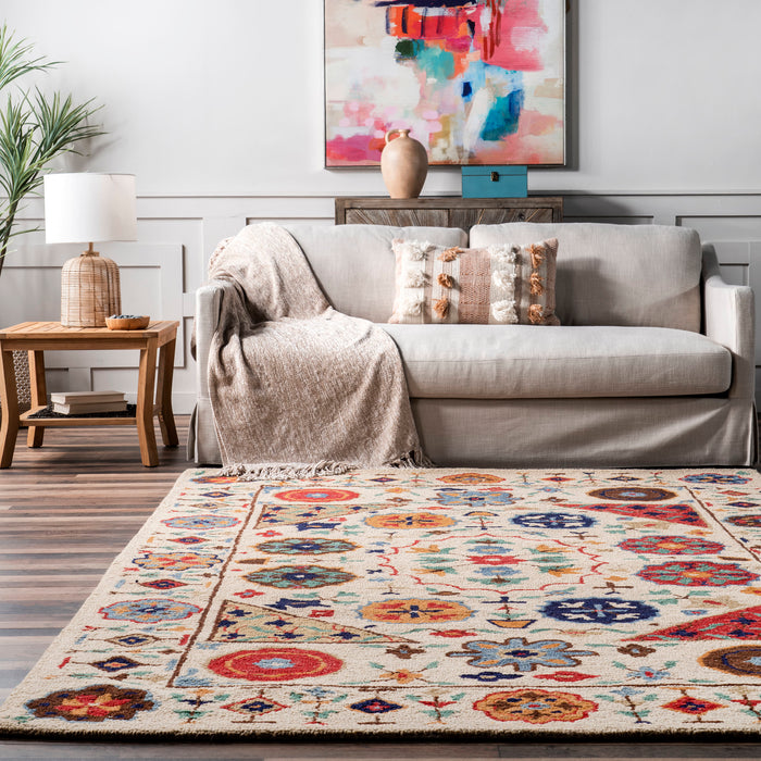 Wool Multicolor Floral Area Rug 150x240 cm