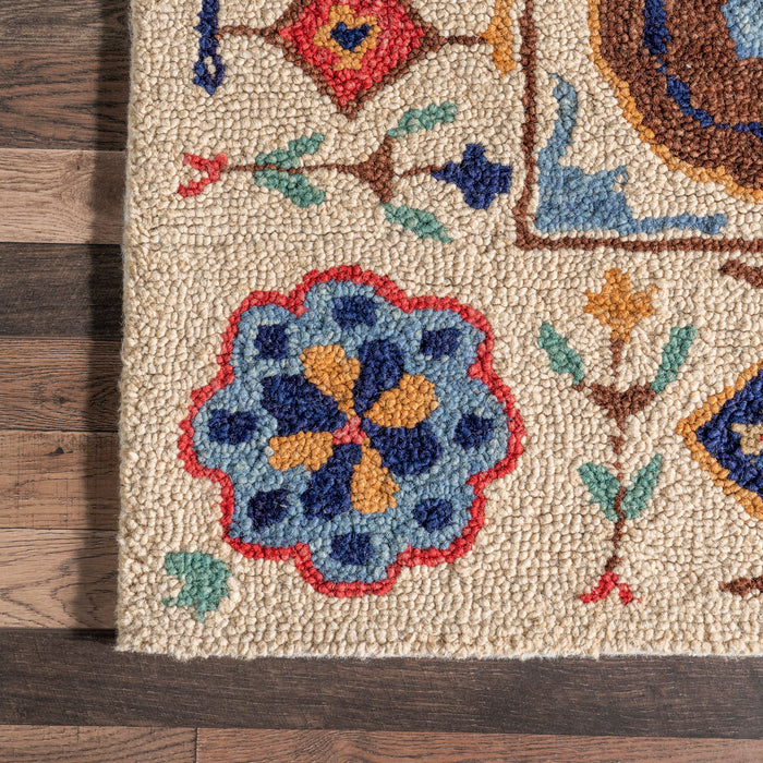 Wool Multicolor Floral Area Rug 150x240 cm