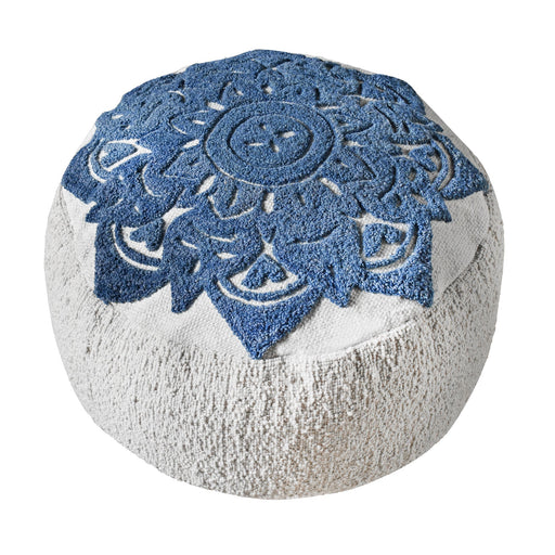 Wool Pouf for Seating and Footrest in Hand-Woven Design