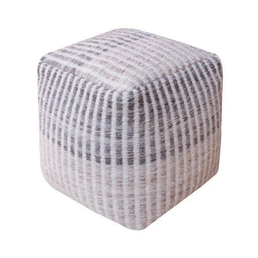 Wool Pouf in White and Grey for Modern Homes