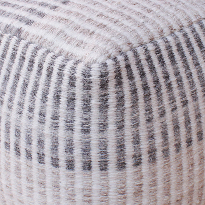 Wool Pouf in White and Grey for Modern Homes