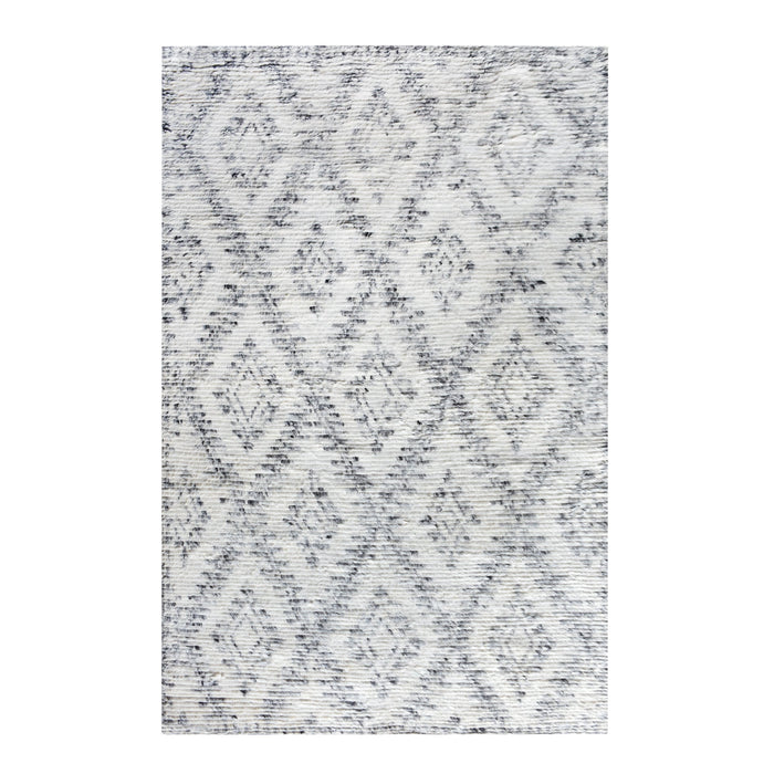 Wool Shakiso Area Rug with Grey Pattern on White Base