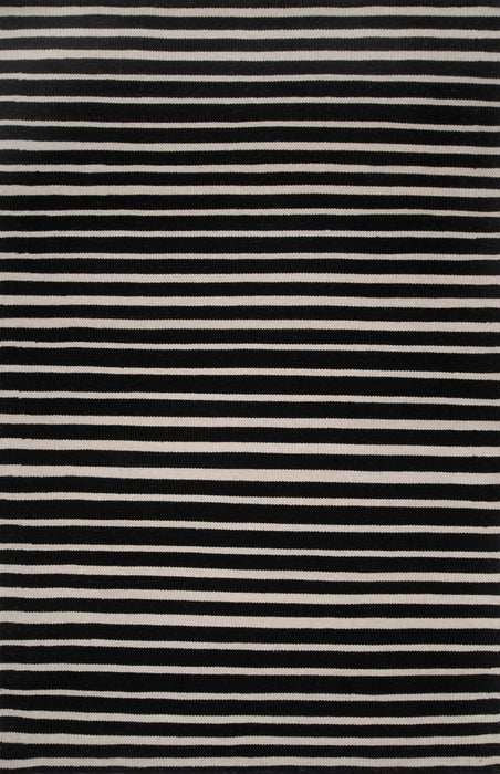 Wool Striped Area Rug Black 120cm X 180cm