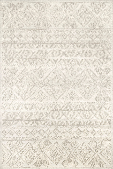 Wool Textured Area Rug 160x230cm Ivory