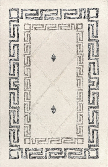 Wool Textured Chains Area Rug 152 cm Ivory