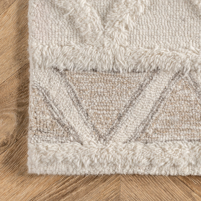 Wool Trellis Area Rug 150x240 cm Ivory