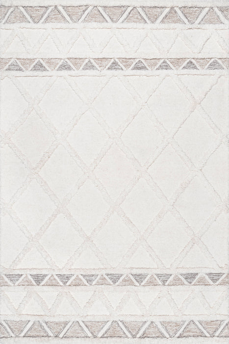 Wool Trellis Area Rug 150x240 cm Ivory