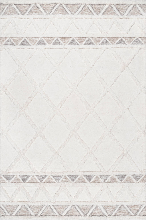 Wool Trellis Area Rug 150x240 cm Ivory