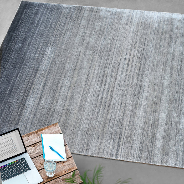 Wool Viscose Blend Handmade Linear Texture Rug