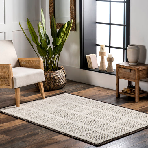 Wool Woven Area Rug 150x240 cm Ivory Color