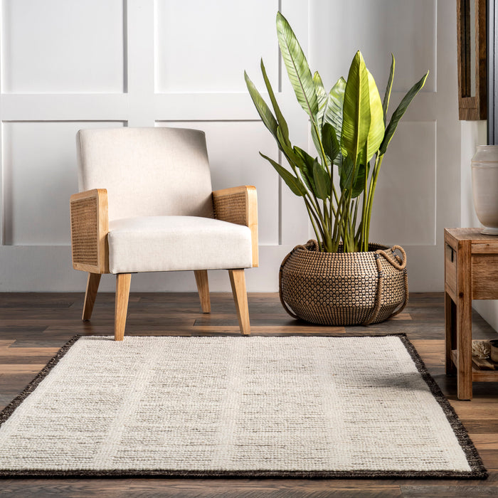 Wool Woven Area Rug 150x240 cm Ivory Color