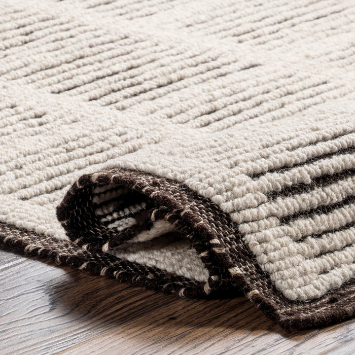 Wool Woven Area Rug 150x240 cm Ivory Color