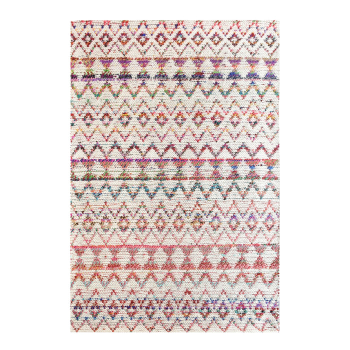 Woven Geometric Wool Rug Made From Recycled Fabrics