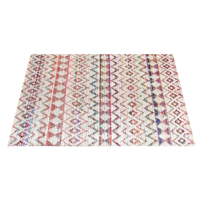 Woven Geometric Wool Rug Made From Recycled Fabrics