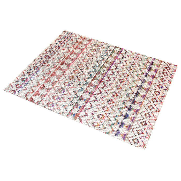 Woven Geometric Wool Rug Made From Recycled Fabrics