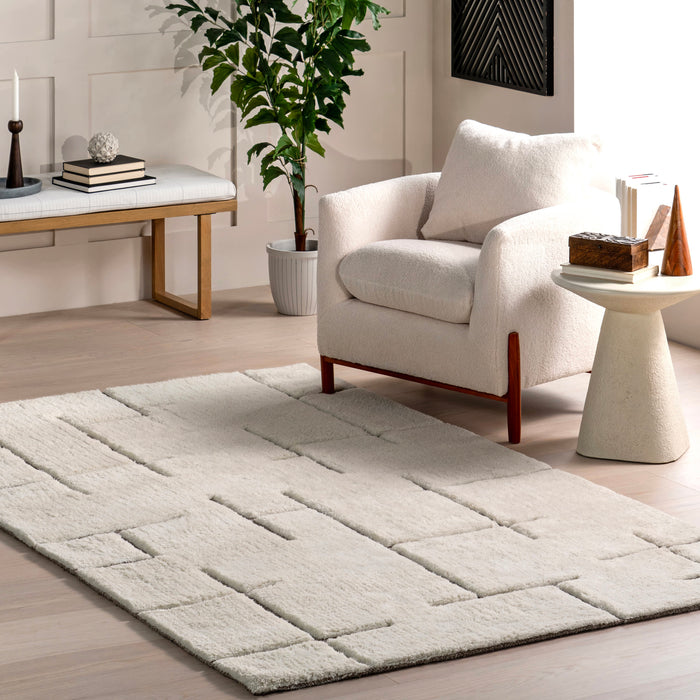 Xenia Hand Tufted New Zealand Wool Area Rug Off White 120x180 cm