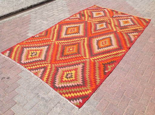 Yellow And Orange Kilim Rug 294 Cm X 175 Cm Vintage Decorative