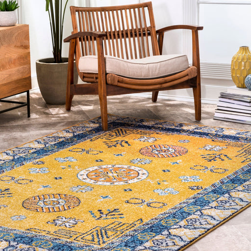 Yellow Art Deco Area Rug 160x230 cm