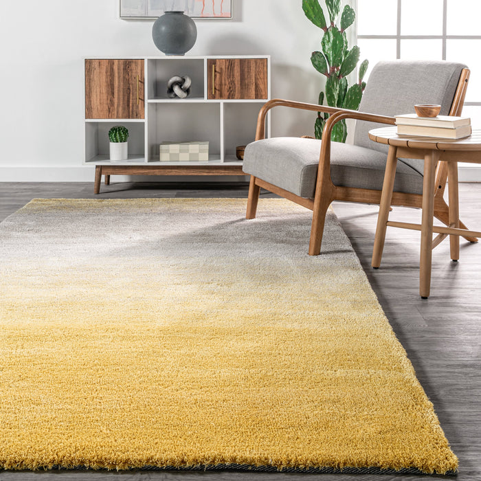 Yellow Ombre Shag Area Rug 1.3 cm Pile Height