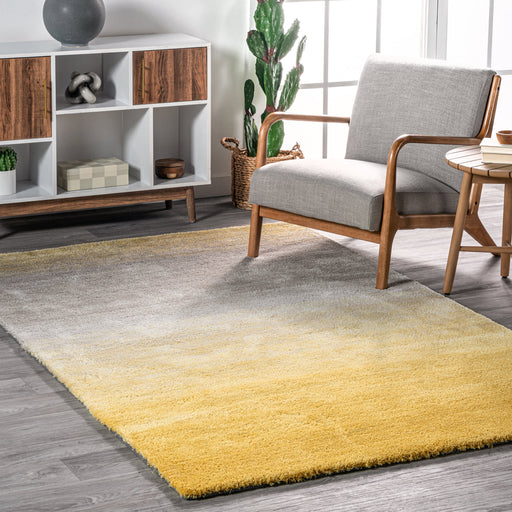 Yellow Ombre Shag Area Rug 1.3 cm Pile Height