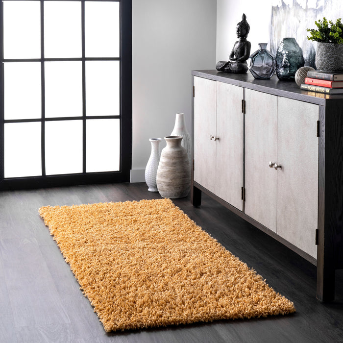 Yellow Shag Area Rug 5x7 Feet