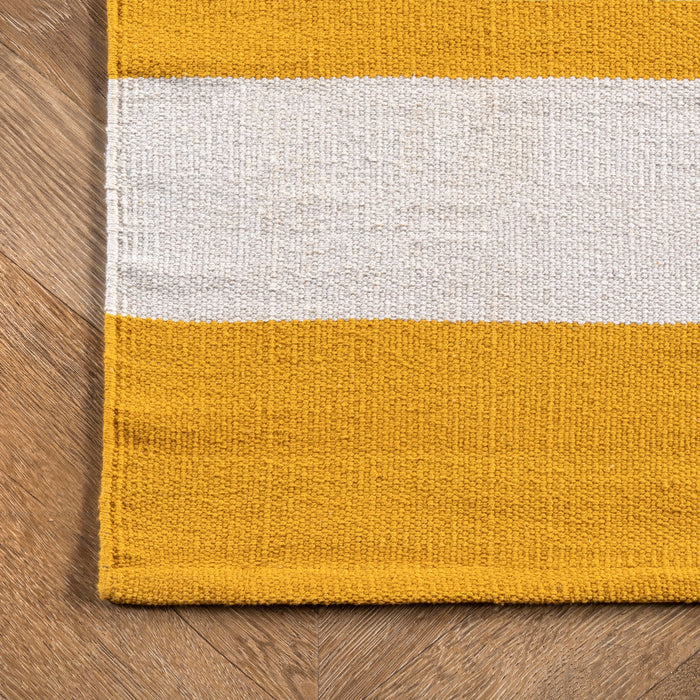 Yellow Striped Flatwoven Area Rug for Casual Spaces