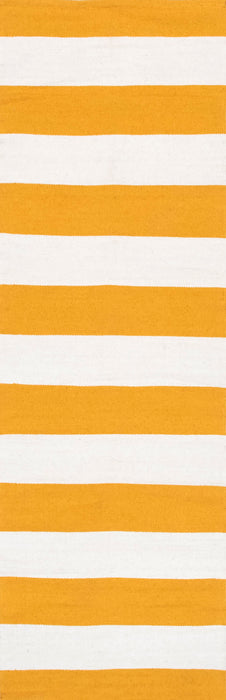 Yellow Striped Flatwoven Area Rug for Home Décor