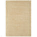 York Modern Plain Textured Subtle Ribbed Stripe Contrast Smooth Border Hand-Woven Wool Beige Rug