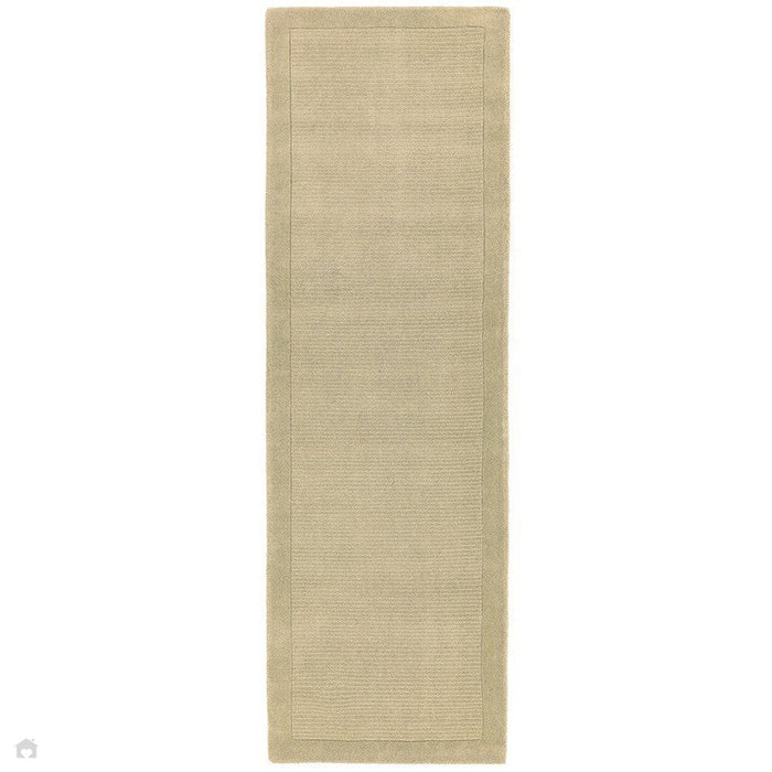 York Modern Plain Textured Subtle Ribbed Stripe Contrast Smooth Border Hand-Woven Wool Beige Rug