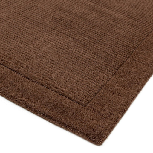 YORK Modern Plain Textured SUNTLE CANTBED Stripe Contrast Border liso Lana Wool Wool Chocolate Runner